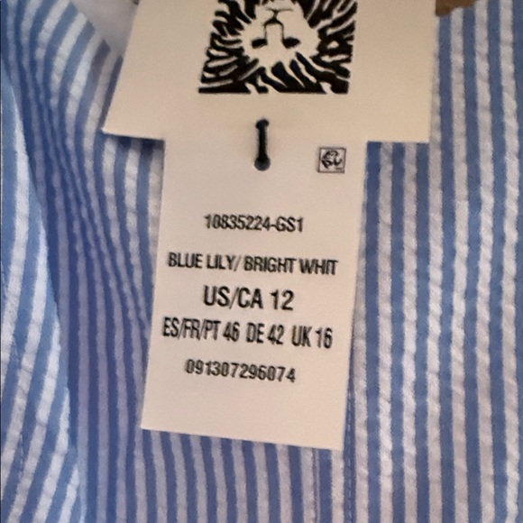 Anne Klein Blue Lily and Bright White Striped Dress - Picture 2 of 5